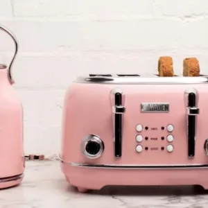 Czajnik elektryczny Haden oraz toster - różowy stylowy